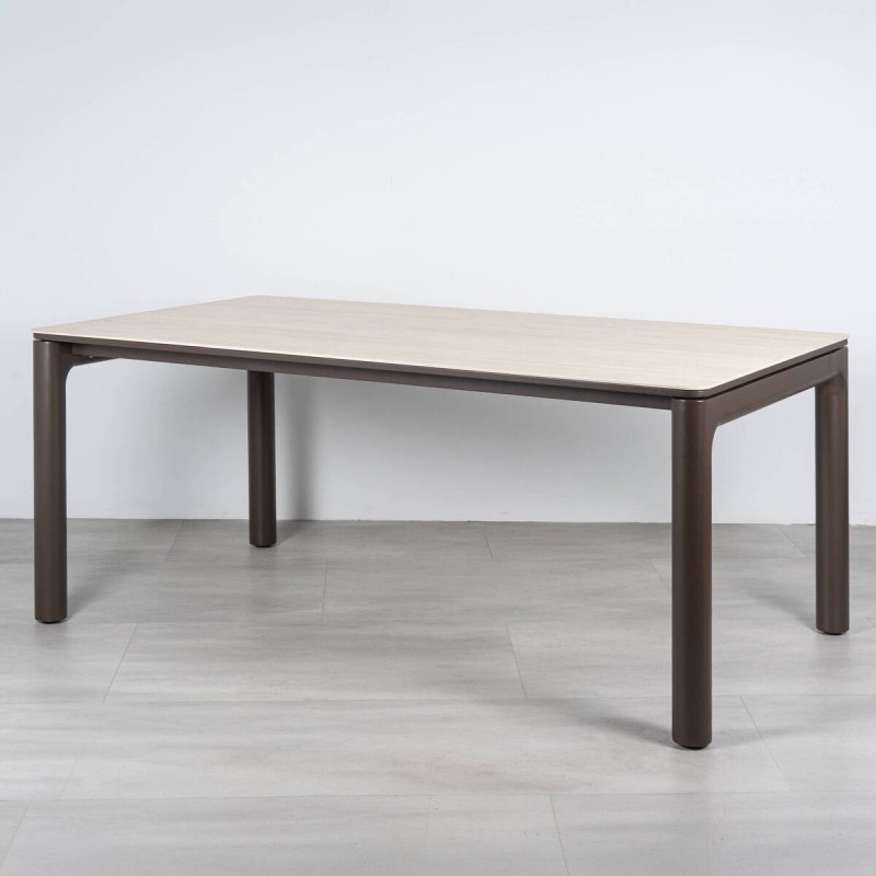 Mesa de Comedor de Exterior Kafue con Cerámica Beige Arena 180cm