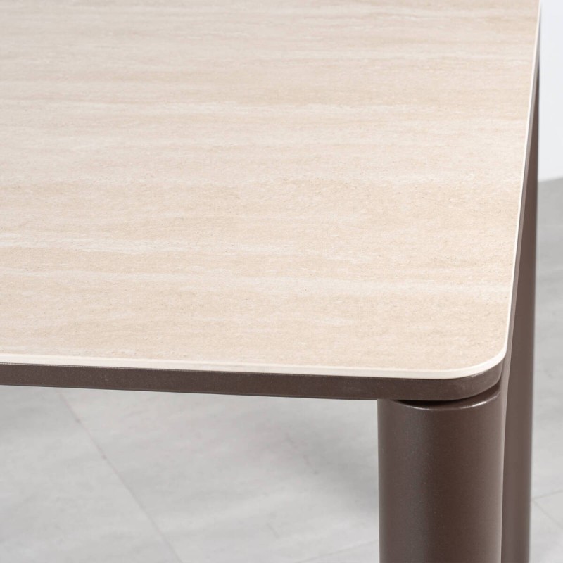 Mesa de Comedor de Exterior Kafue con Cerámica Beige Arena 180cm