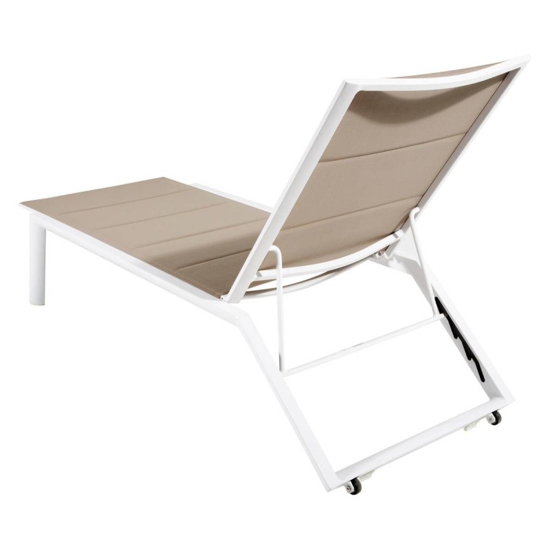 Tumbona de exterior aluminio blanco y textilene caqui 194x67x94cm