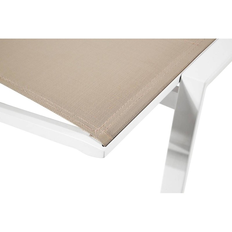 Tumbona de exterior aluminio blanco y textilene caqui 194x67x94cm