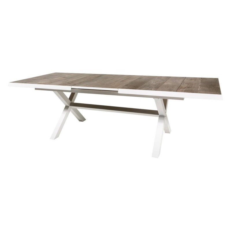 Mesa de comedor jardín extensible aluminio/cerámica 204/264x104x75cm