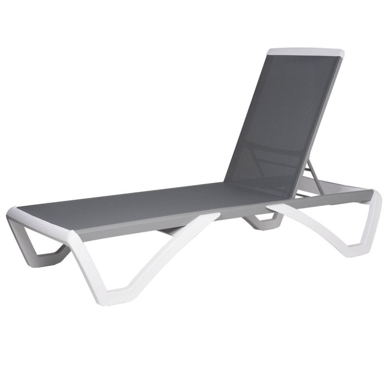 White resin and grey aluminum sun lounger 56x190x31cm