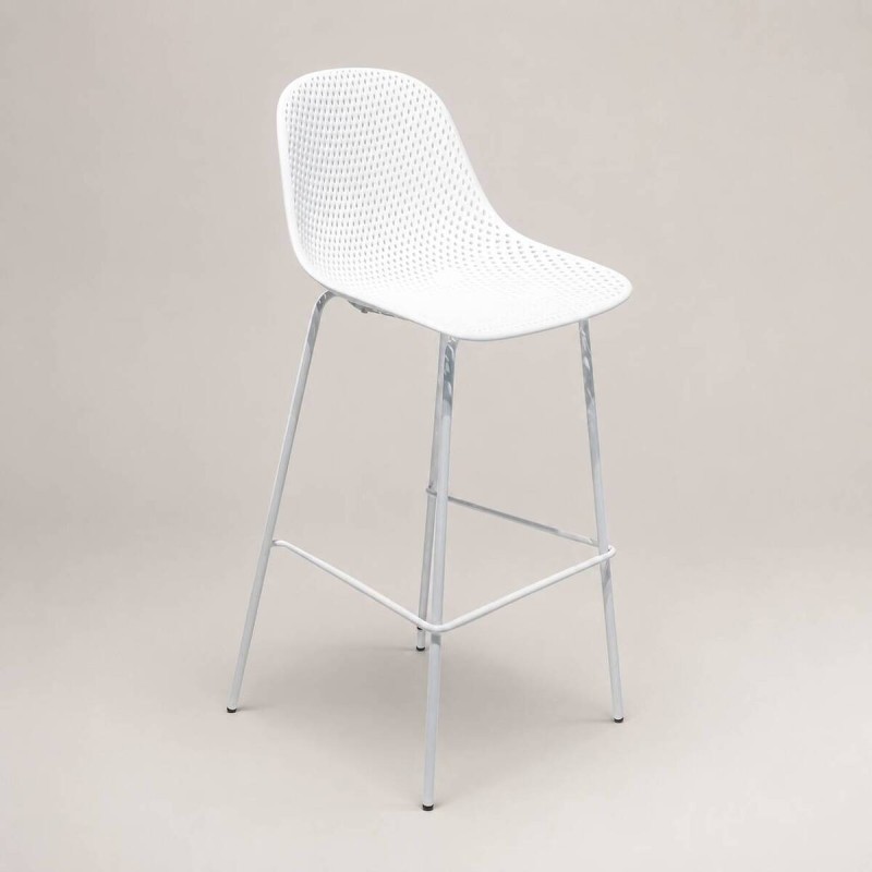 White polyethylene high stool with metal legs 44x46x106cm