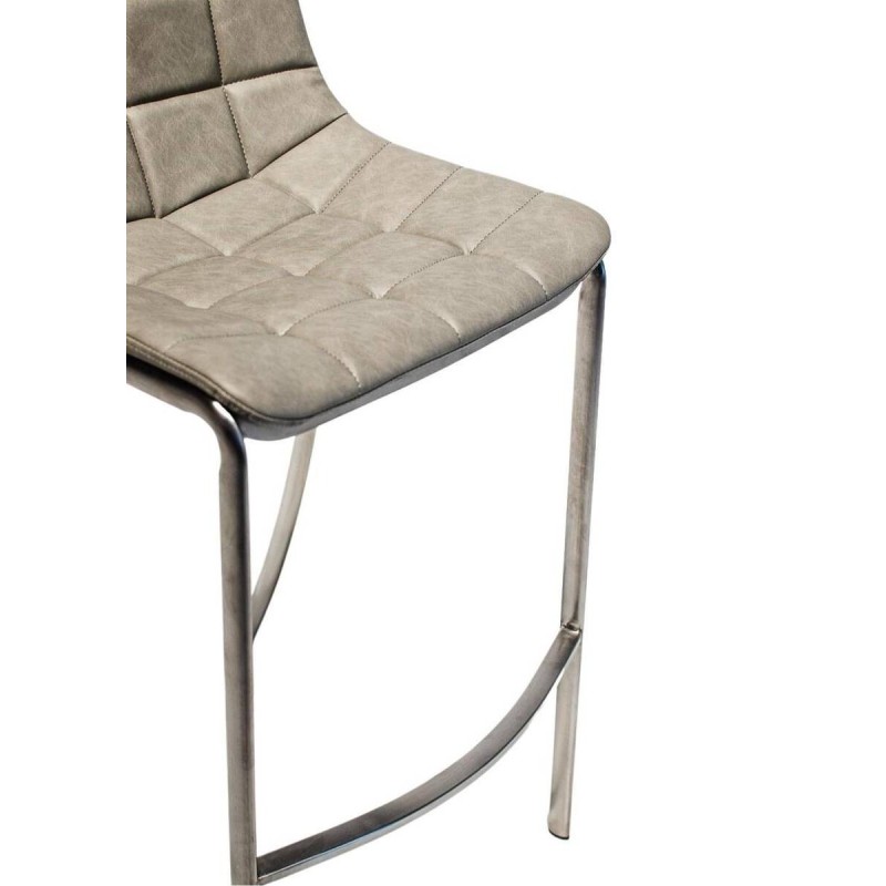 Taburete alto polipiel gris y acero cepillado 50x47x105cm