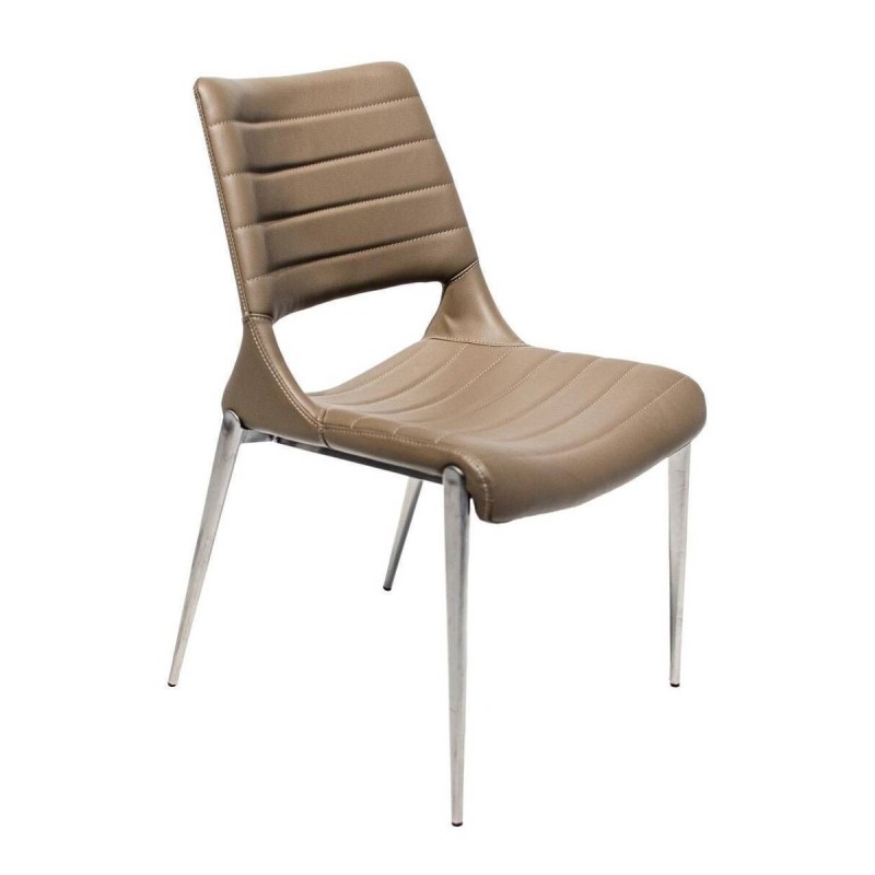 Stone grey faux leather dining chair - brushed steel 50x58x90cm