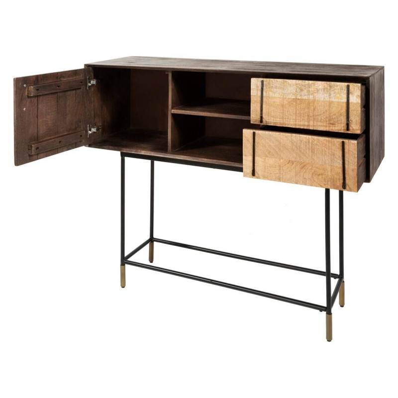 Nairobi tall sideboard made of acacia and mango wood with metal legs 130x40x106cm