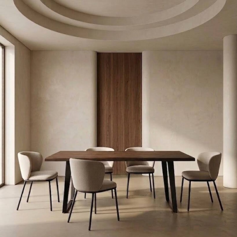 Miller dining table, recycled wood - black metal legs, 178x102x76cm