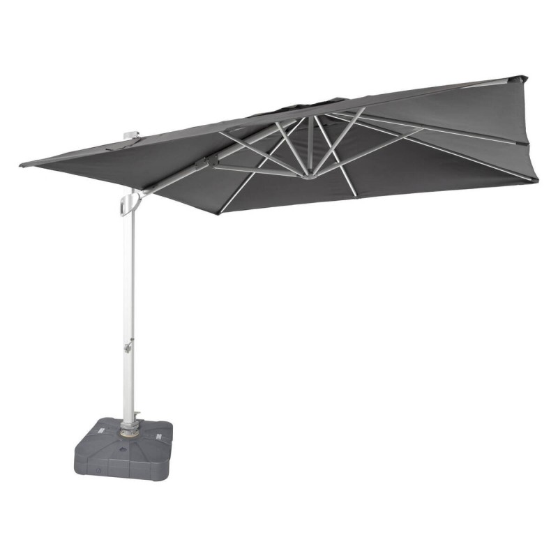 Petrus parasol 330x330cm silver charcoal grey fabric