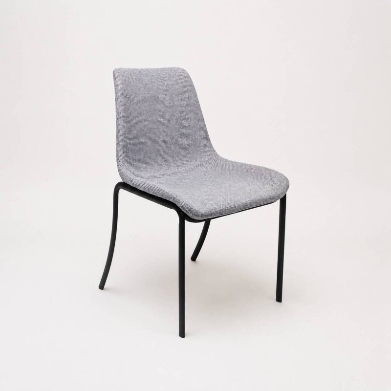 Dining chair upholstered in grey - black metal legs 51x57x90cm