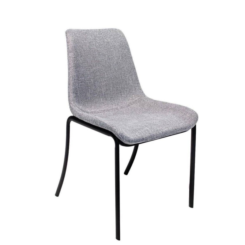 Dining chair upholstered in grey - black metal legs 51x57x90cm