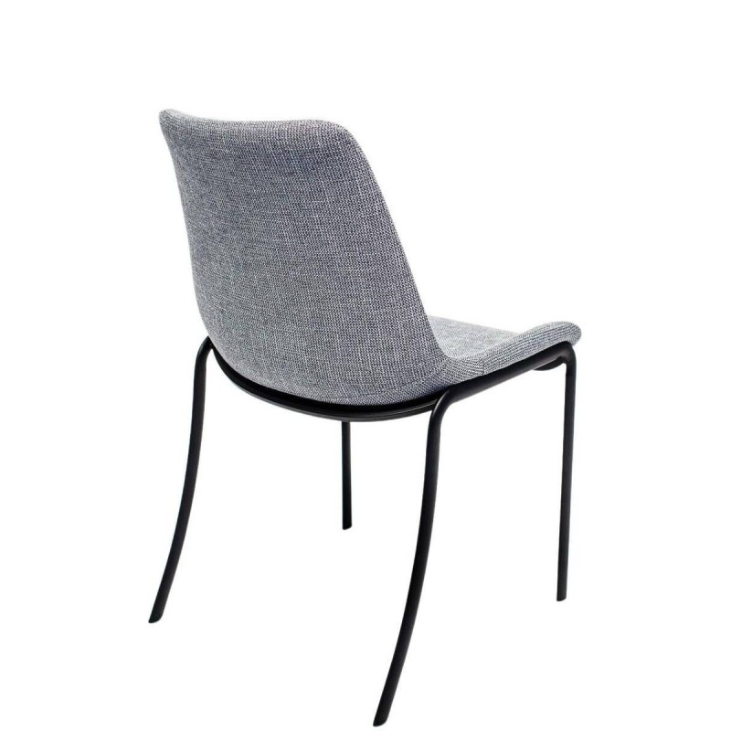 Dining chair upholstered in grey - black metal legs 51x57x90cm
