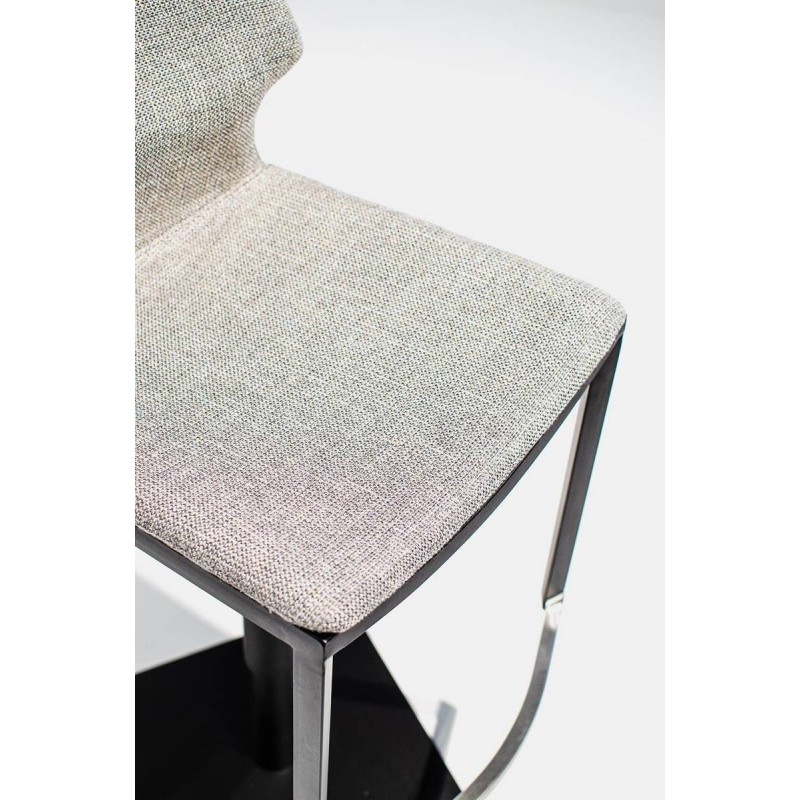 Taburete alto regulable tapizado gris - acero acabado negro 44x50x89 - 112cm
