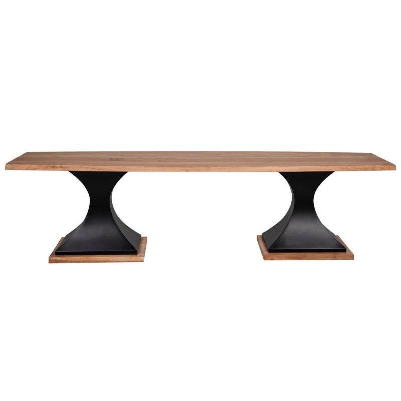 Acacia wood and black metal bench 170x45x45cm