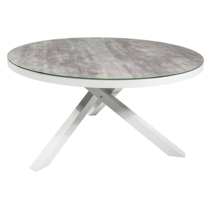 Mesa comedor redonda aluminio y cerámica 150x75cm