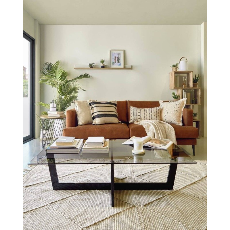 Mesa de centro plam 120 x 70 cm cristal negro