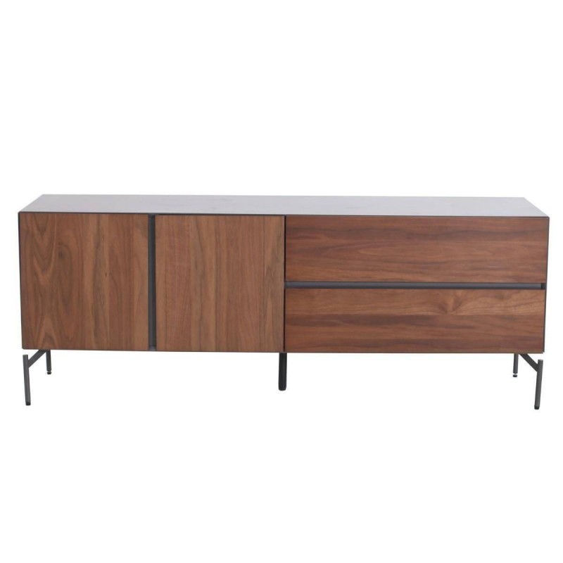 Aparador gris mate / puertas chapa nogal 150x40x55cm