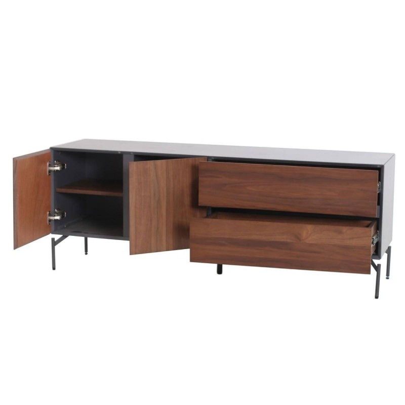 Aparador gris mate / puertas chapa nogal 150x40x55cm
