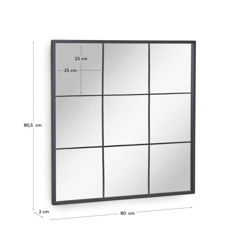 Ulrica black metal wall mirror 80x80cm