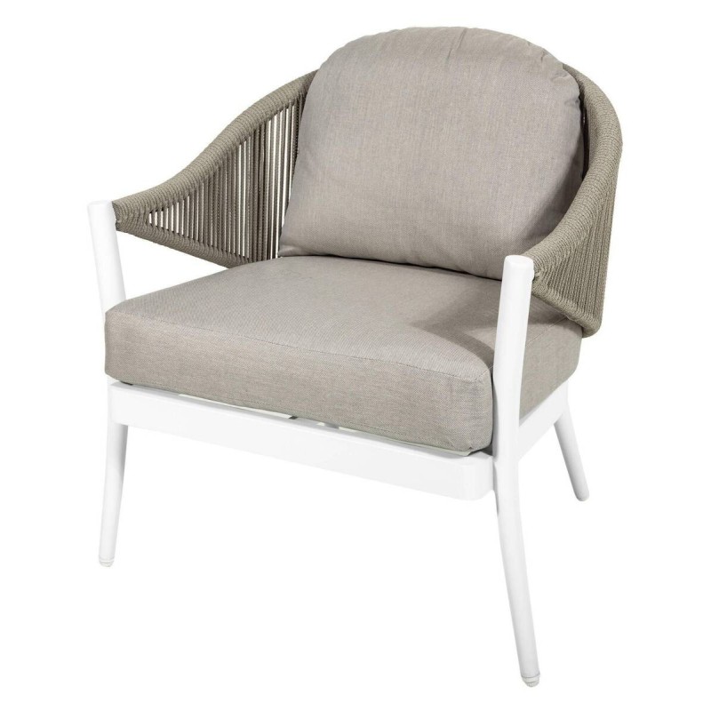 Helena white aluminum outdoor armchair with rope, 72x70x77cm