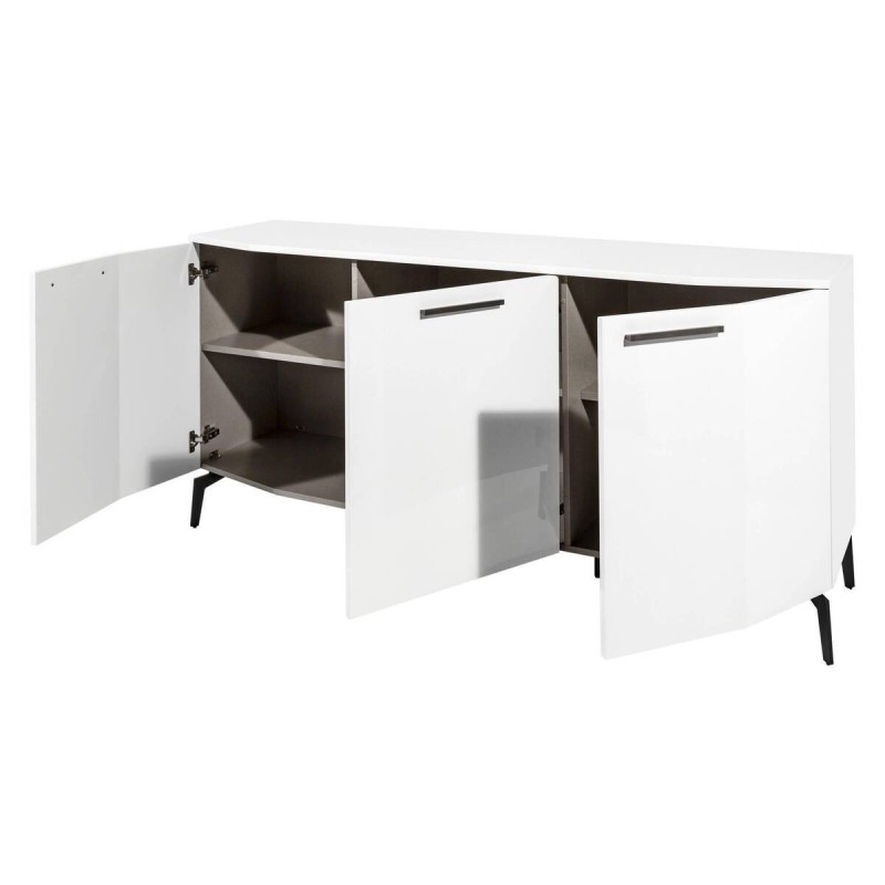 White sideboard with metal handles, 176x85x50cm