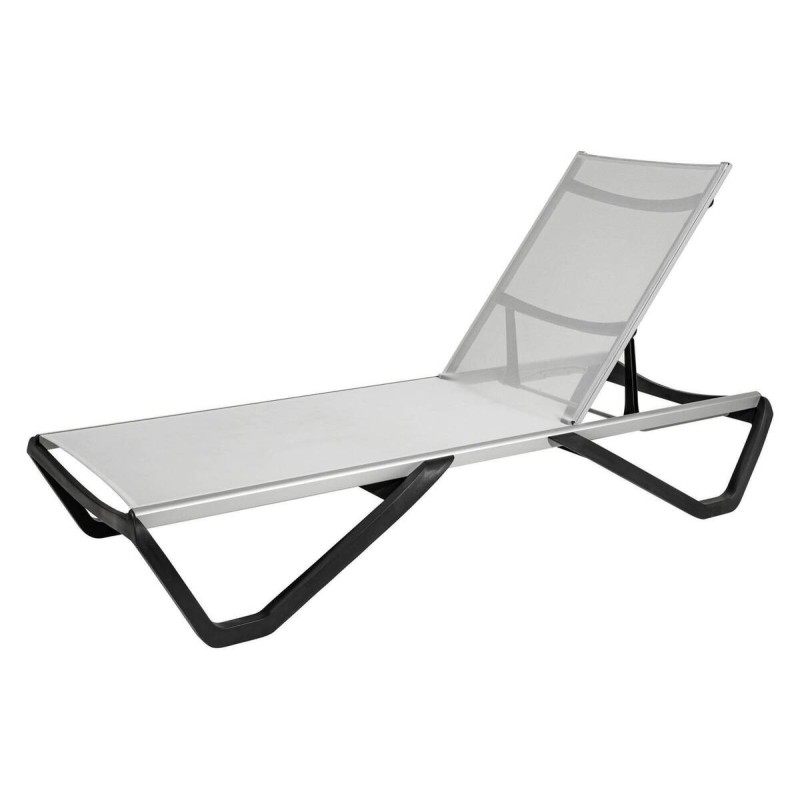 Anthracite aluminum sun lounger with grey mesh, 72x191x30cm