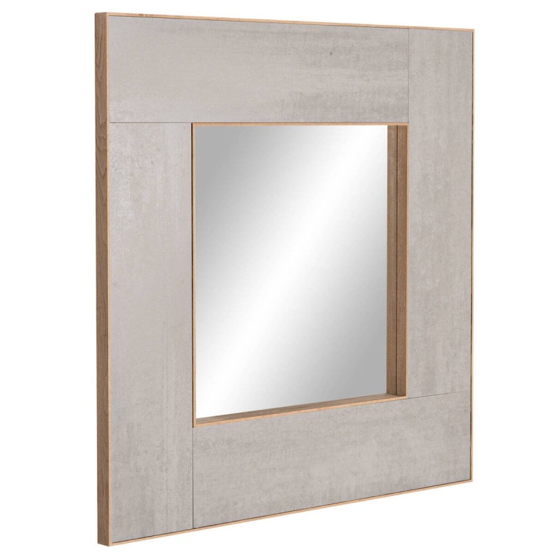Oak wood mirror with grey frame 100x100cm