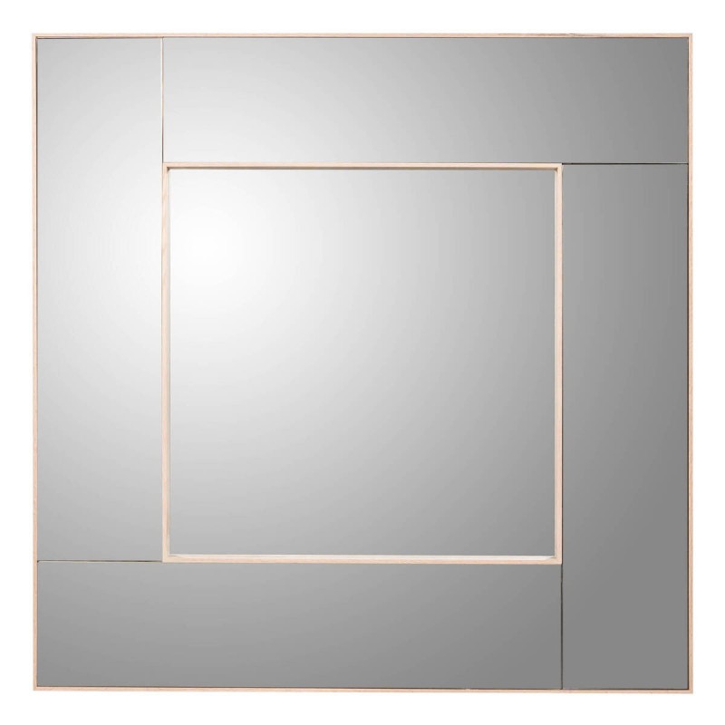 Square mirror with wood finish, 100x100cm