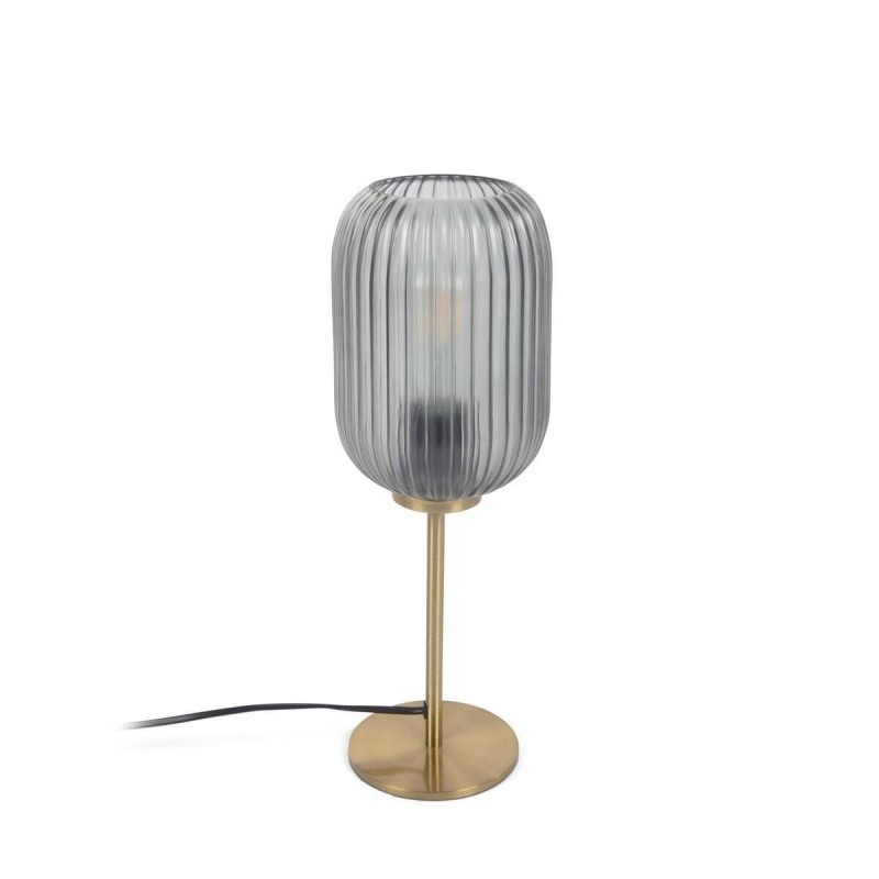 Hestia metal table lamp with brass finish and grey glass 40x14x14cm