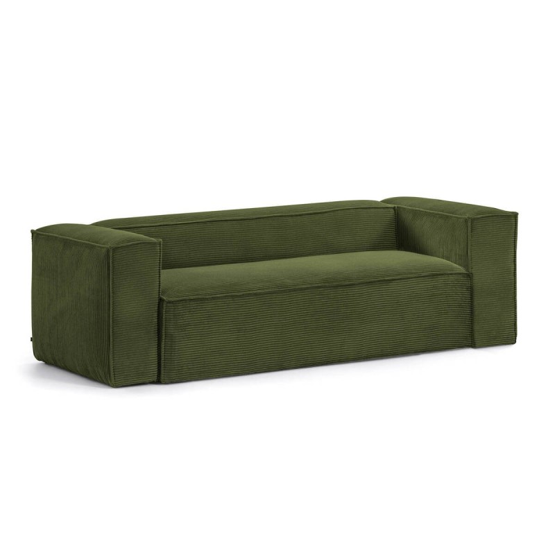 Sofá blok 3 plazas pana gruesa verde 240 cm