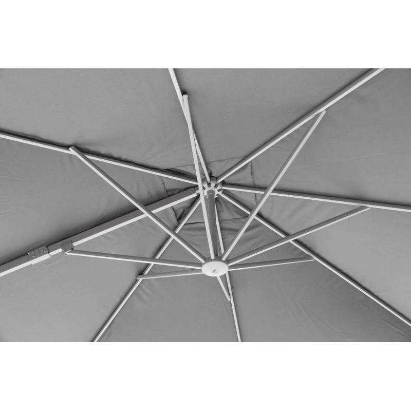 Parasol lateral Roma 3×3 m gris claro con base y funda