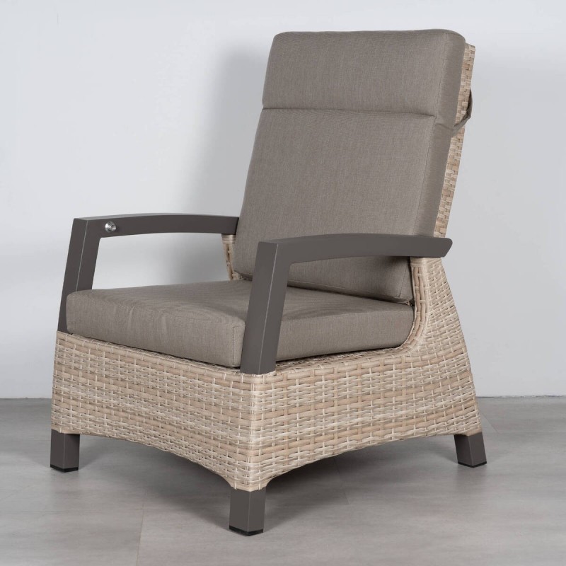 Sillón Reclinable Corfú de Ratán Sintético con Estructura de Aluminio Antracita