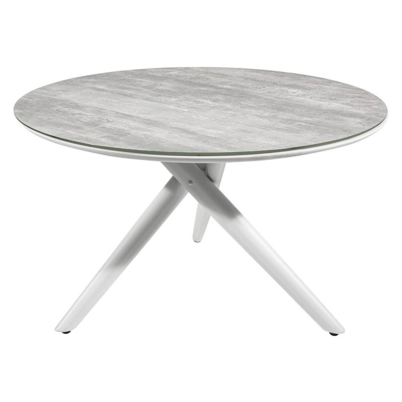 Mesa de comedor de exterior blanco cristal porcelánico gris 120x74cm