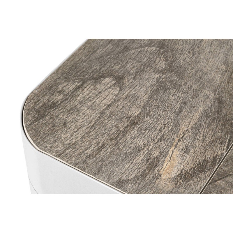 Mesa de comedor de exterior aluminio blanco tapa cerámica 161x90x74.5cm