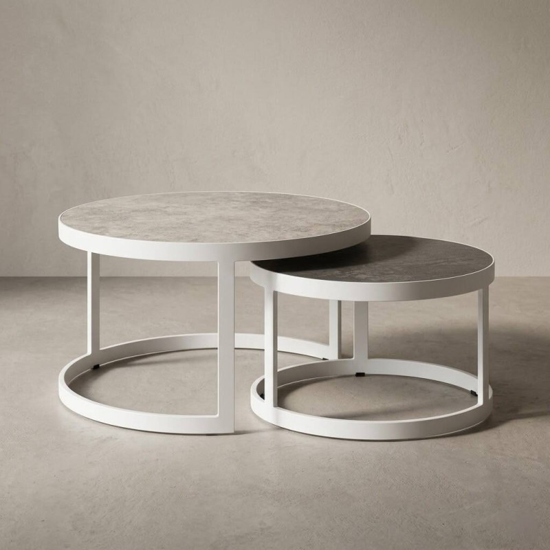 Set of 2 outdoor coffee tables, 60cm and 80cm