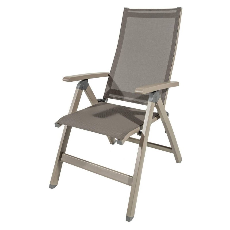 Silla reclinable exterior aluminio y textilene taupe 114x60x66cm