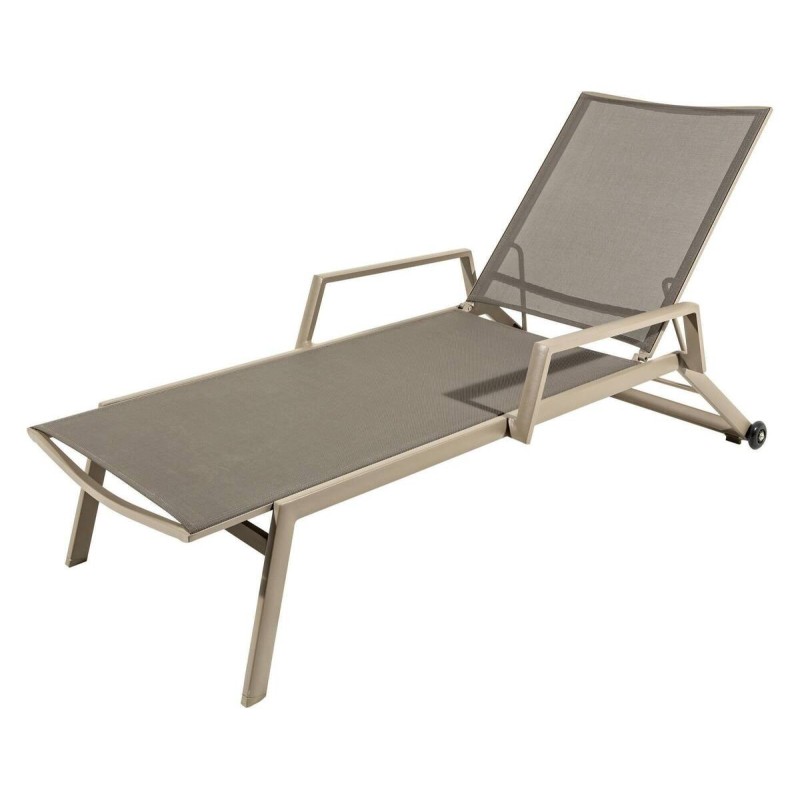 Tumbona champán tejido taupe 67x192x36cm