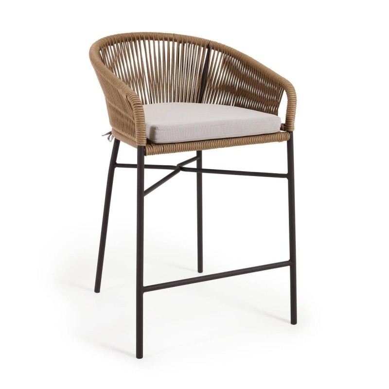 Taburete yanet cuerda beige y acero galvanizado altura 65cm 85x55x50cm