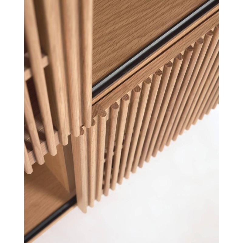 Beyla bookcase made of solid wood and oak veneer, 84.5x170x42.5cm