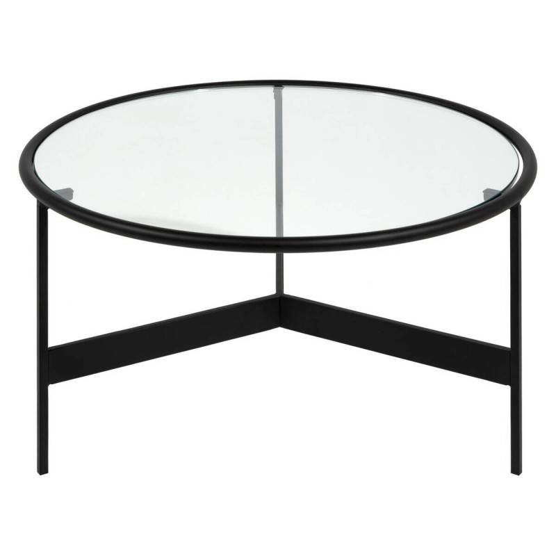 Mesa de centro redonda hierro negro tapa cristal 60x33cm