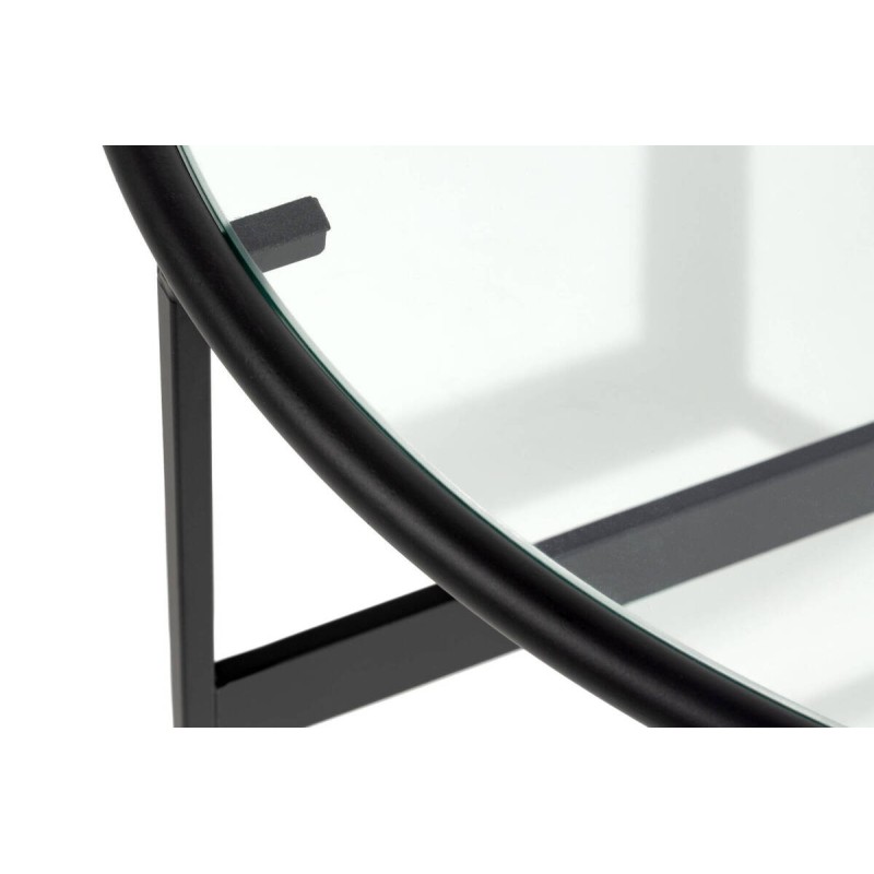 Mesa de centro redonda hierro negro tapa cristal 60x33cm