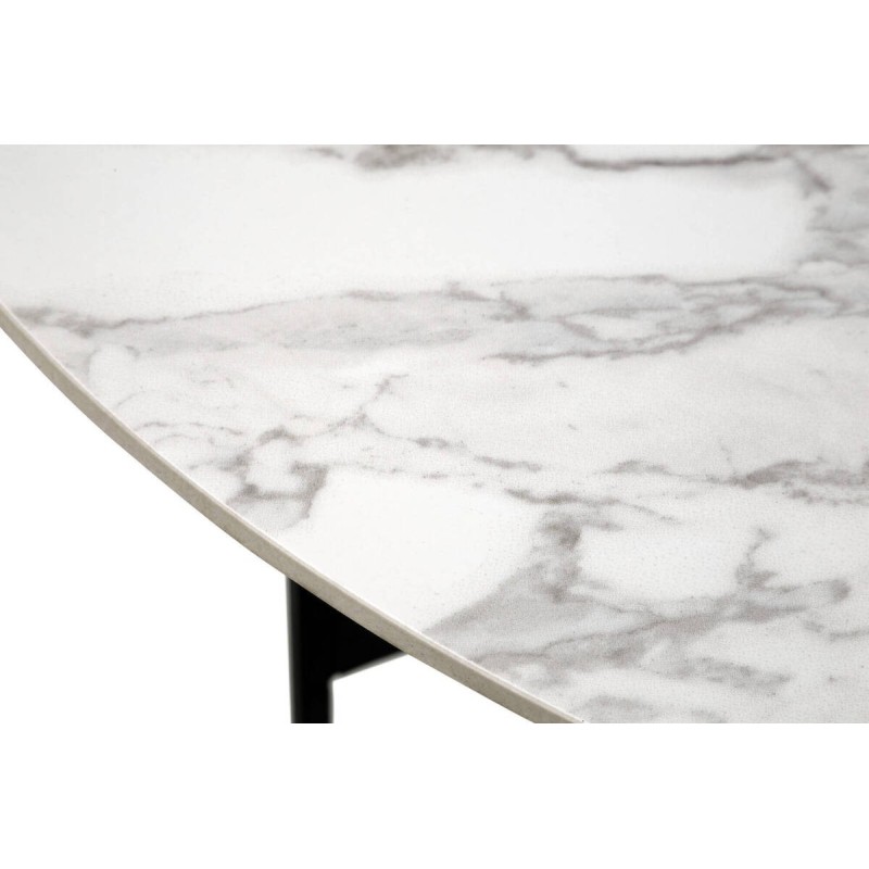 Mesa de centro redonda patas negras tapa cerámica 78x33cm