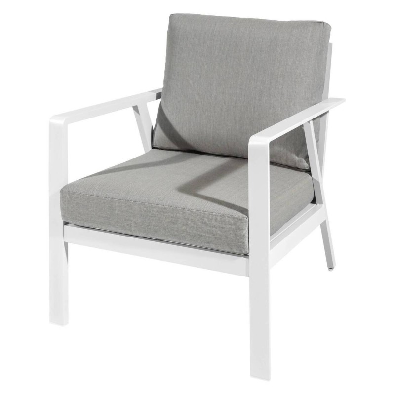 Sillón aluminio blanco tejido gris 70.5x82.5x76.5cm