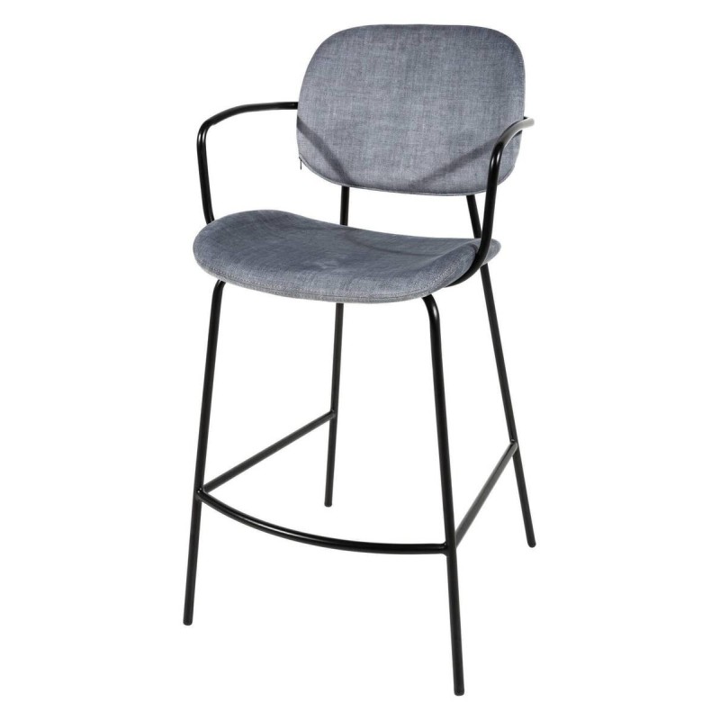 Taburete altura 65cm tejido gris azulado reposabrazos 53x59x92cm