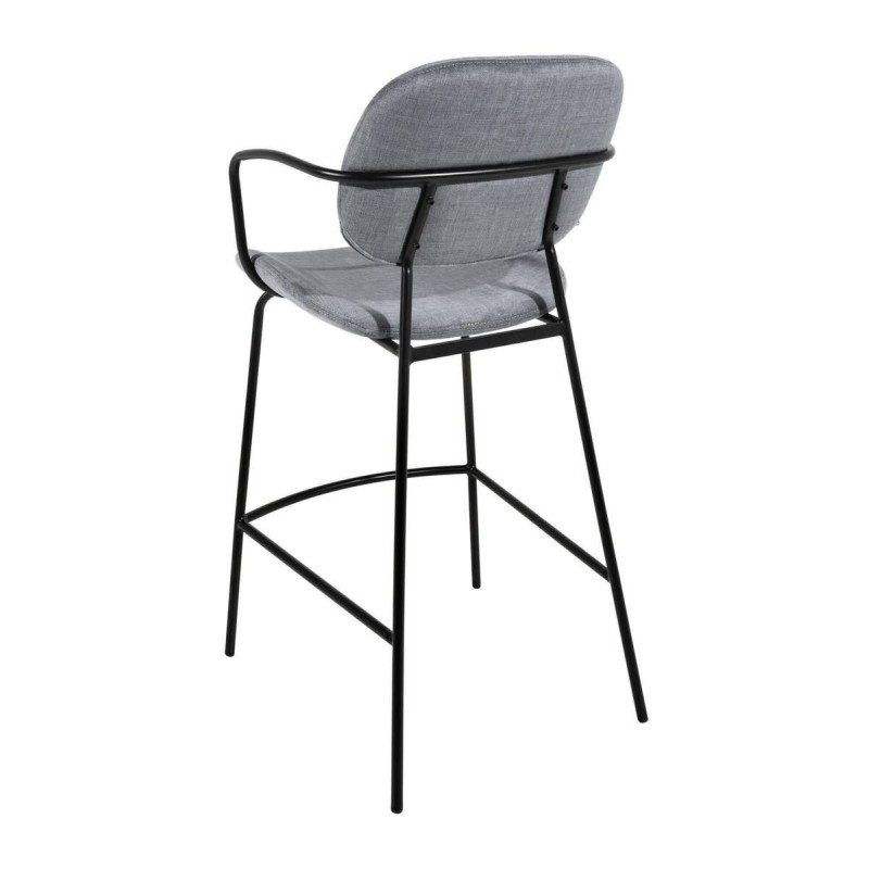 Stool, 65cm high, blue-grey fabric, armrests, 53x59x92cm