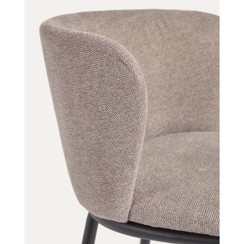 Ciselia chair in light brown chenille and black steel 75x52x55 cm