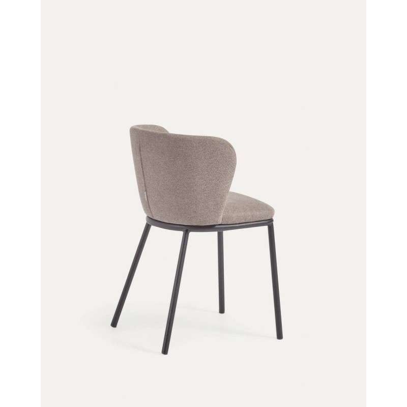 Ciselia chair in light brown chenille and black steel 75x52x55 cm