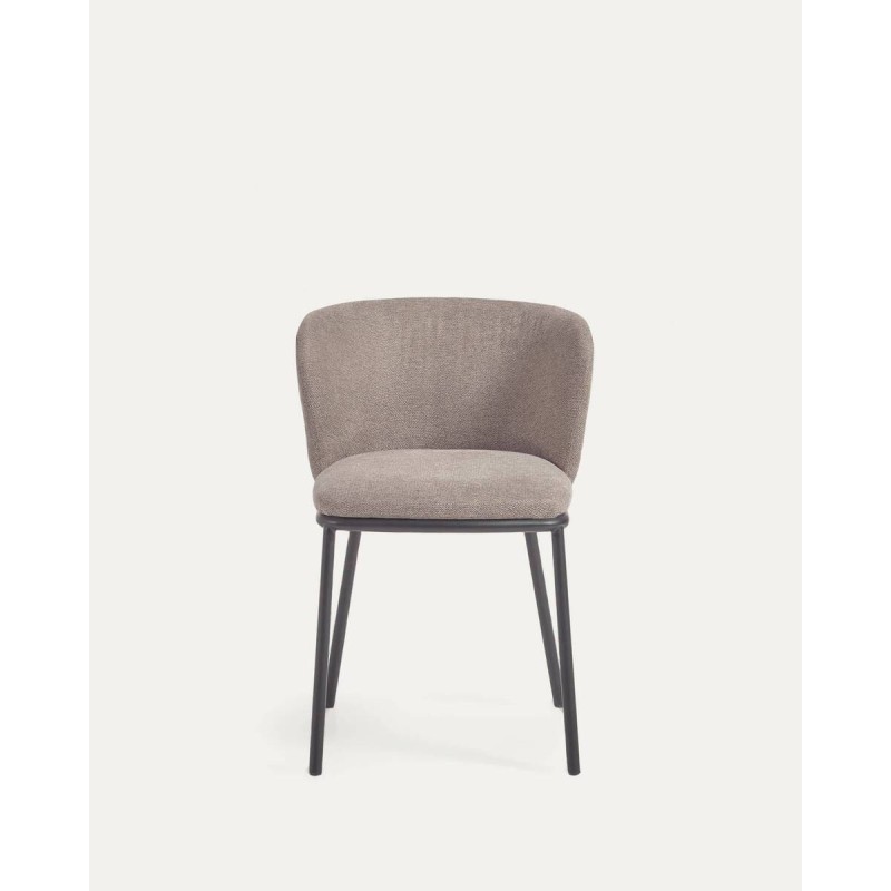 Ciselia chair in light brown chenille and black steel 75x52x55 cm