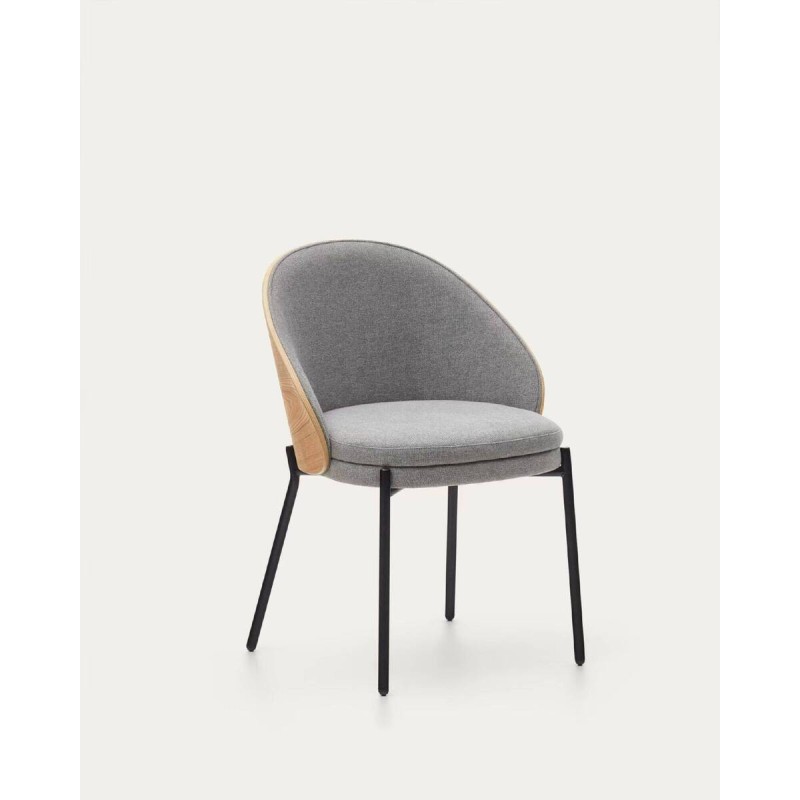 Silla eamy gris claro chapado en fresno acabado natural 75x55x53cm