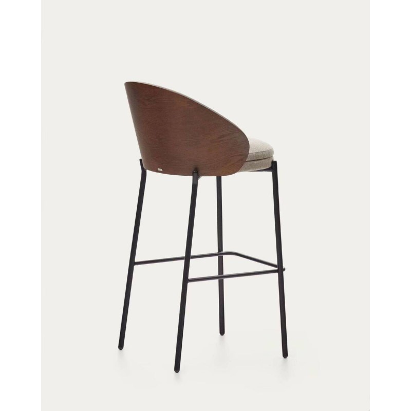 Taburete eamy marrón claro chapado en fresno acabado wengué altura 75cm 98x54x51cm