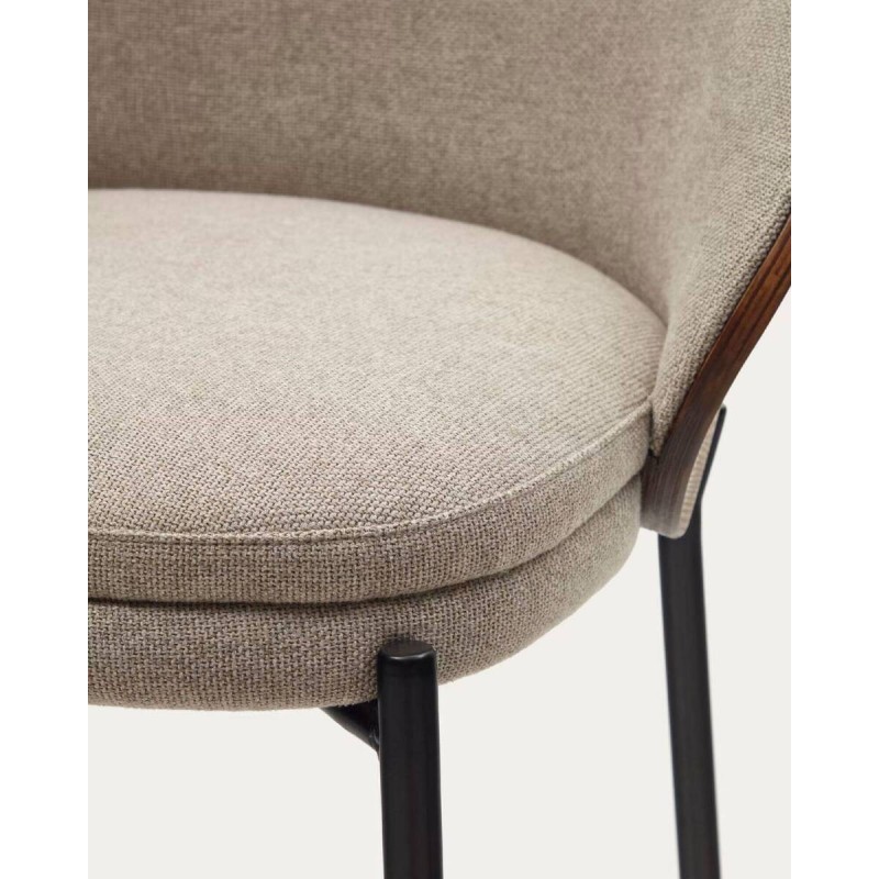 Taburete eamy marrón claro chapado en fresno acabado wengué altura 75cm 98x54x51cm